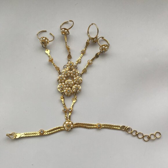 14Kt Plated Inidian RIngs Braclet RIng Adjustable Yellow Gold Jewlery Y2K - Picture 1 of 8